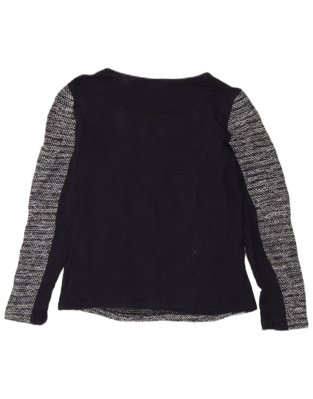 Top da donna a maniche lunghe Oasis UK 10 piccolo poliestere a righe blu navy
