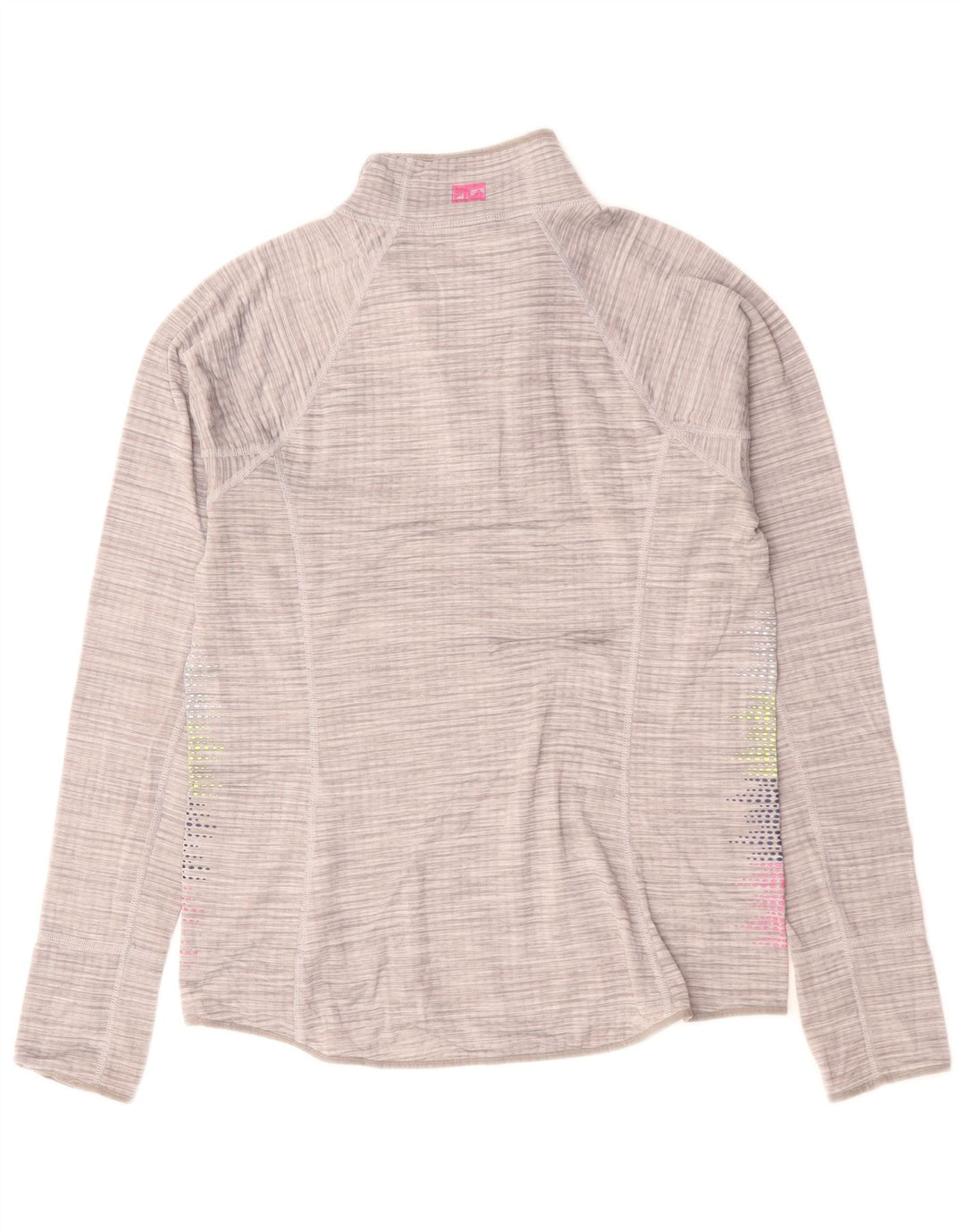 Maglia da ginnastica da donna Fila con zip e collo, UK 14, grigio medio chiazzato