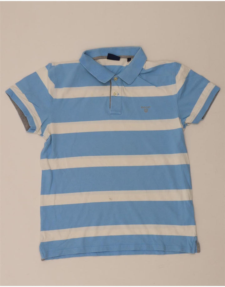 Polo da uomo Gant in cotone a righe grandi blu