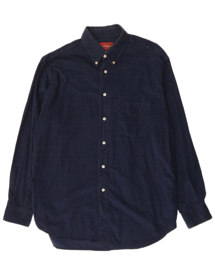 Camicia da uomo in velluto a coste CARRERA taglia 41/42 grande cotone blu navy