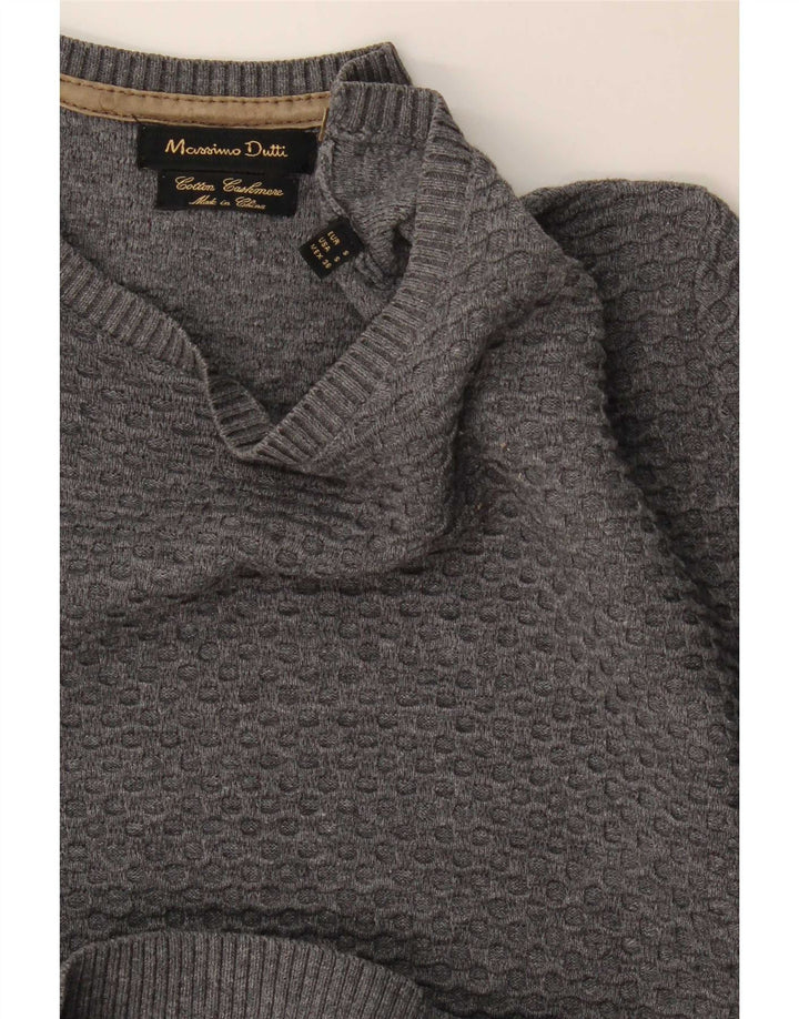 Massimo Dutti Maglione da uomo con scollo a barchetta piccolo in cotone grigio