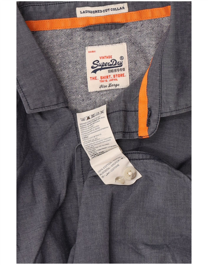 Camicia da uomo Superdry Large in cotone grigio