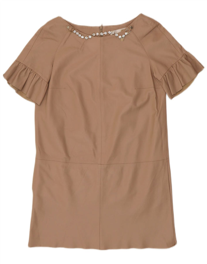 Abito Donna in Pelle ELISABETTA FRANCHI IT 42 Pelle Beige Medio