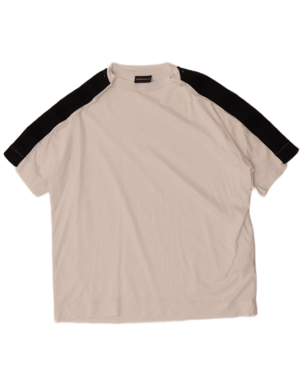 T-shirt da uomo Emporio Armani Top Medium White Colourblock Lyocell