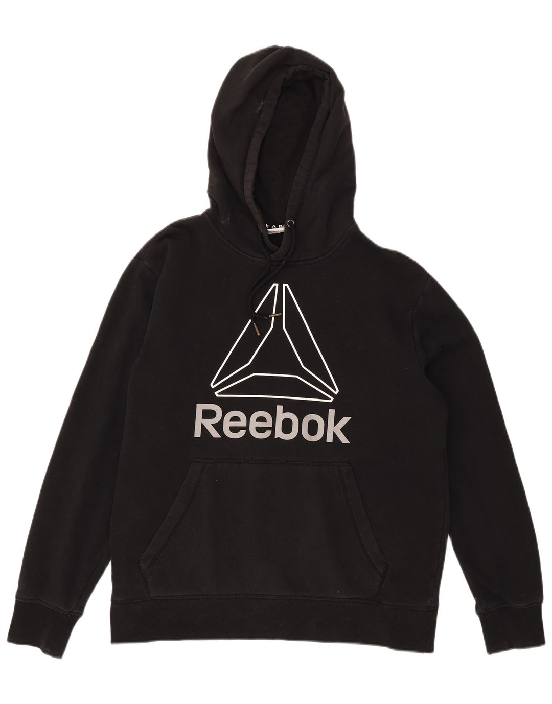 Felpa con cappuccio grafica Reebok da uomo grande nera