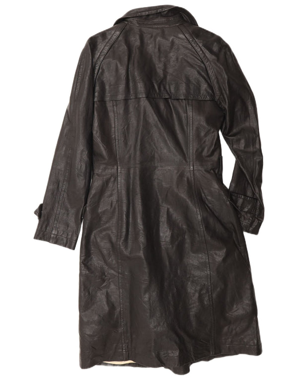 Cappotto in pelle doppio petto da donna Bruno Magli UK 12 Medio in pelle nera