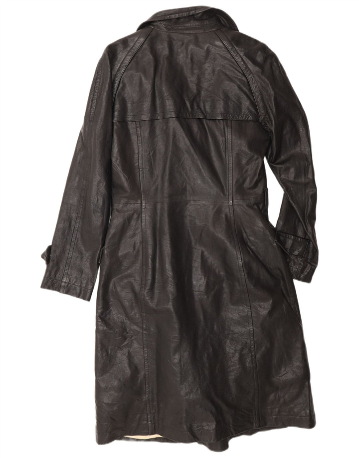 Cappotto in pelle doppio petto da donna Bruno Magli UK 12 Medio in pelle nera
