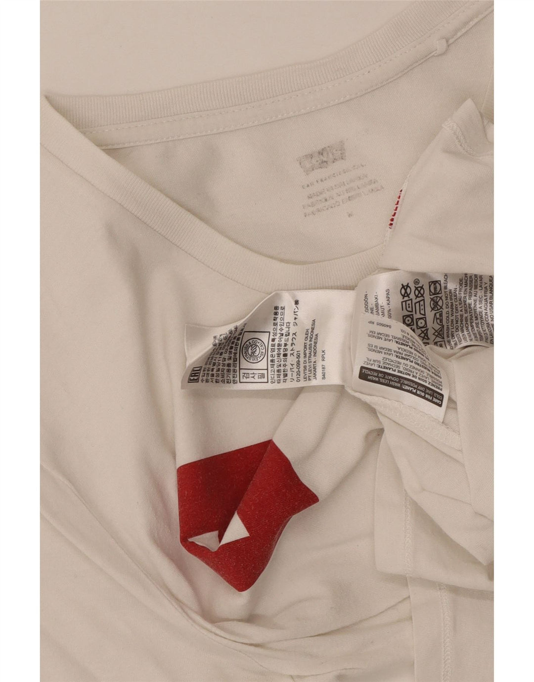 T-shirt grafica da donna Levi's Top UK 12 cotone bianco medio