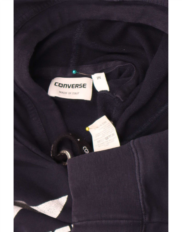 Felpa con cappuccio grafica da uomo Converse, cotone medio blu navy