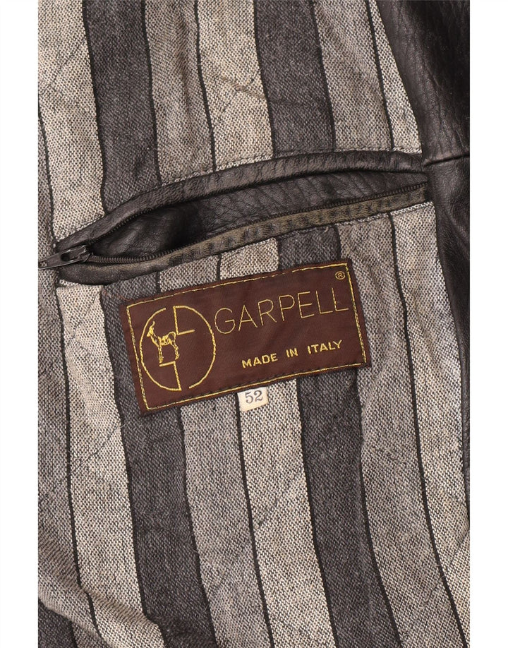 Giacca in pelle vintage da donna IT 52 2XL Pelle nera