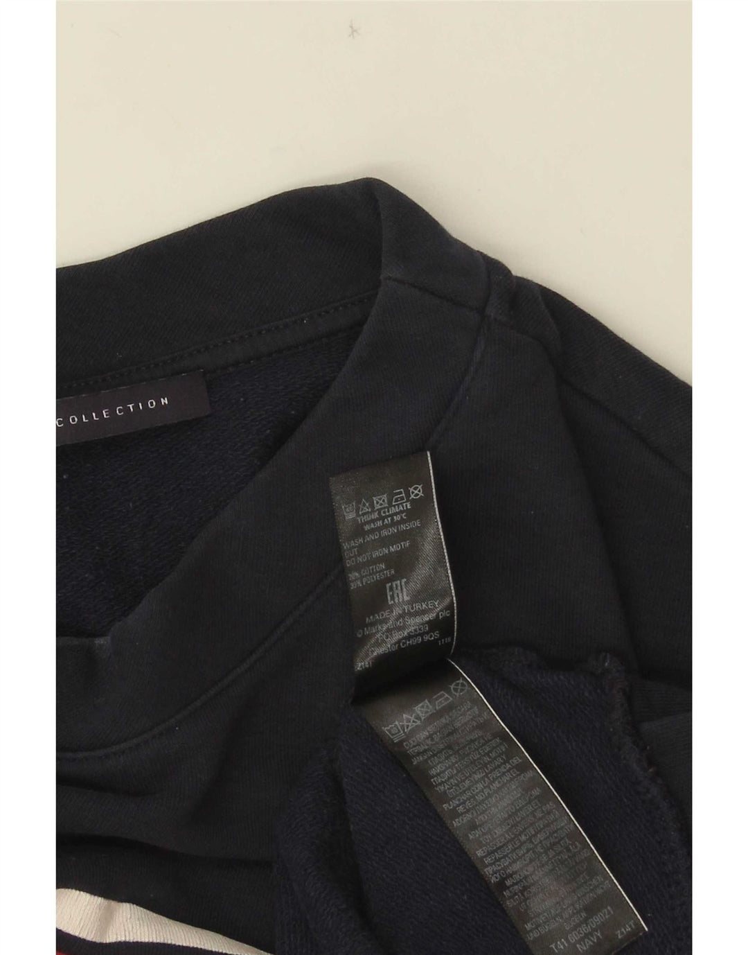 Felpa grafica da donna Marks & Spencer UK 14 medio blu navy