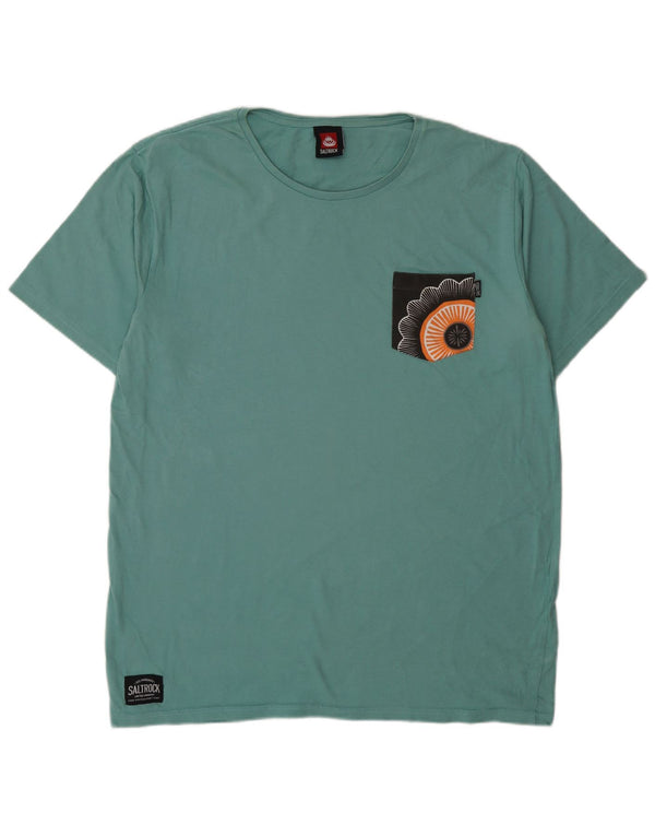 T-shirt grafica da uomo Saltrock Top XL in cotone turchese
