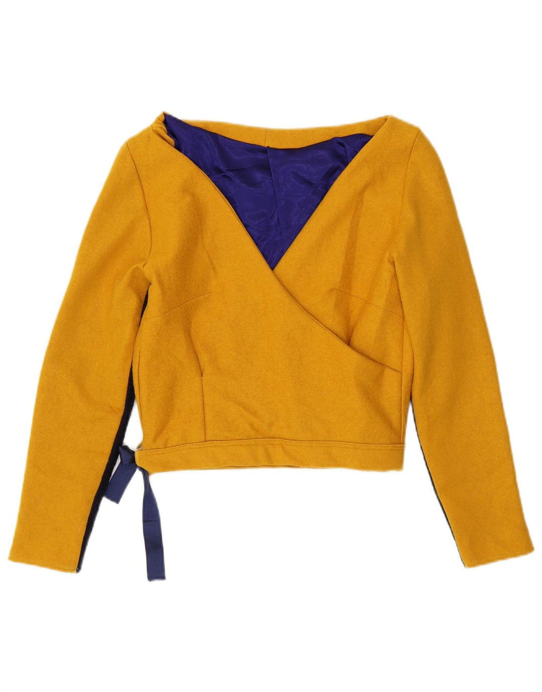Top corto da donna vintage UK 10 piccolo giallo