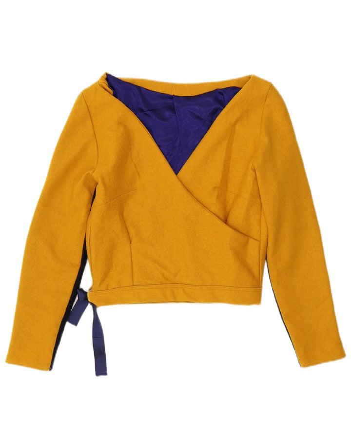 Top corto da donna vintage UK 10 piccolo giallo