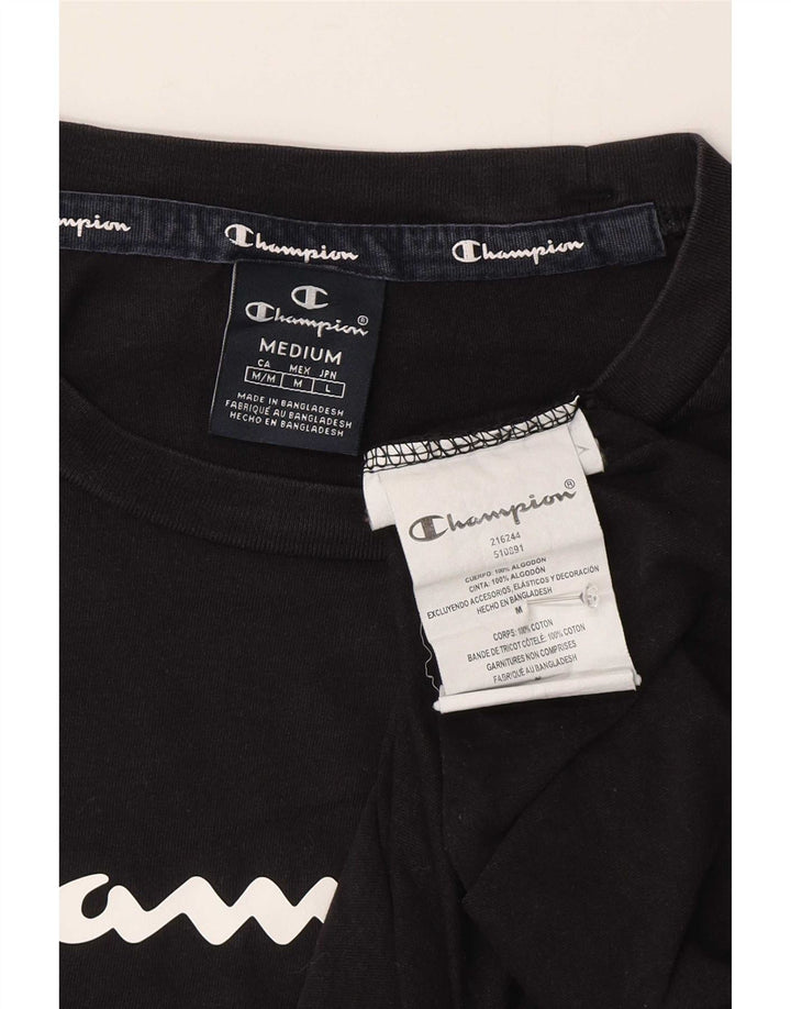 T-shirt grafica da uomo Champion Top in cotone nero medio