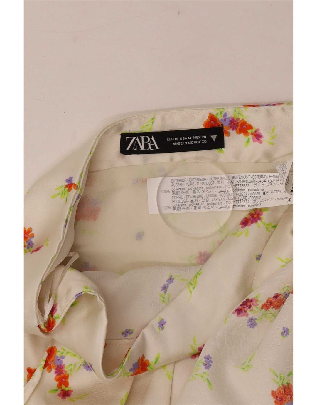 Minigonna da donna Zara media W28 poliestere floreale bianco