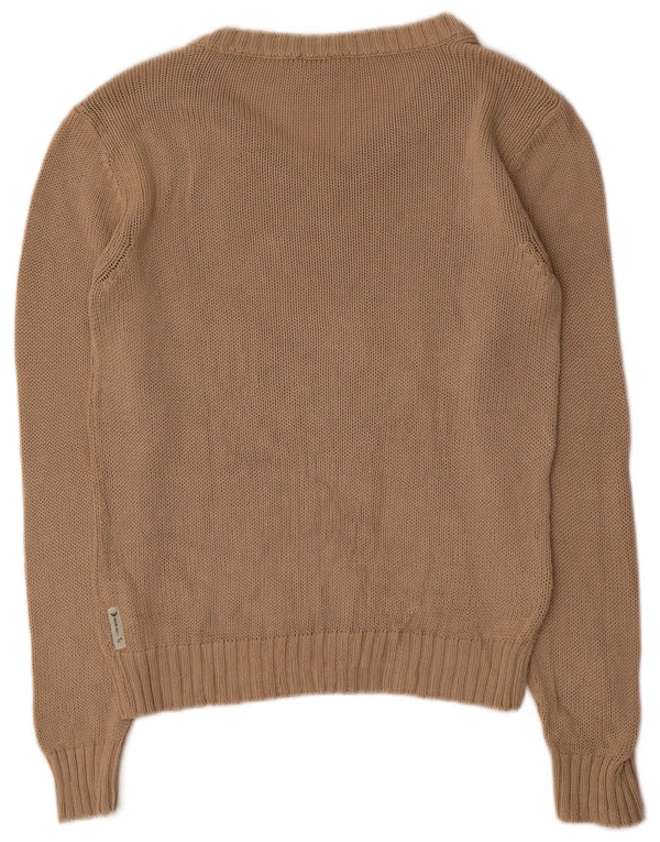 Maglione maglione con scollo a V da donna Armani Jeans UK 14 grande cotone beige