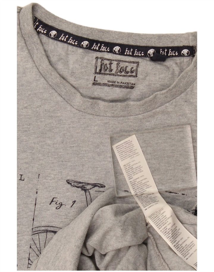 T-shirt grafica da uomo Fat Face Top grande in cotone chiazzato grigio