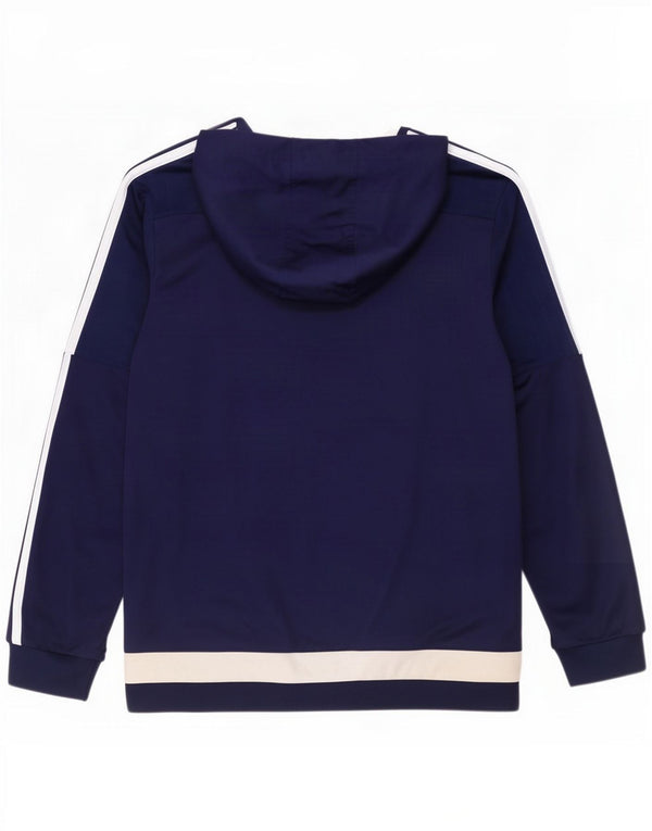 Adidas Uomo Felpa con cappuccio Maglione Large Blu Navy Colourblock Poliestere