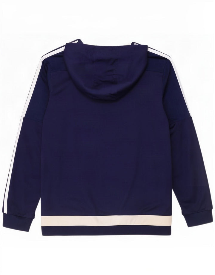 Adidas Uomo Felpa con cappuccio Maglione Large Blu Navy Colourblock Poliestere