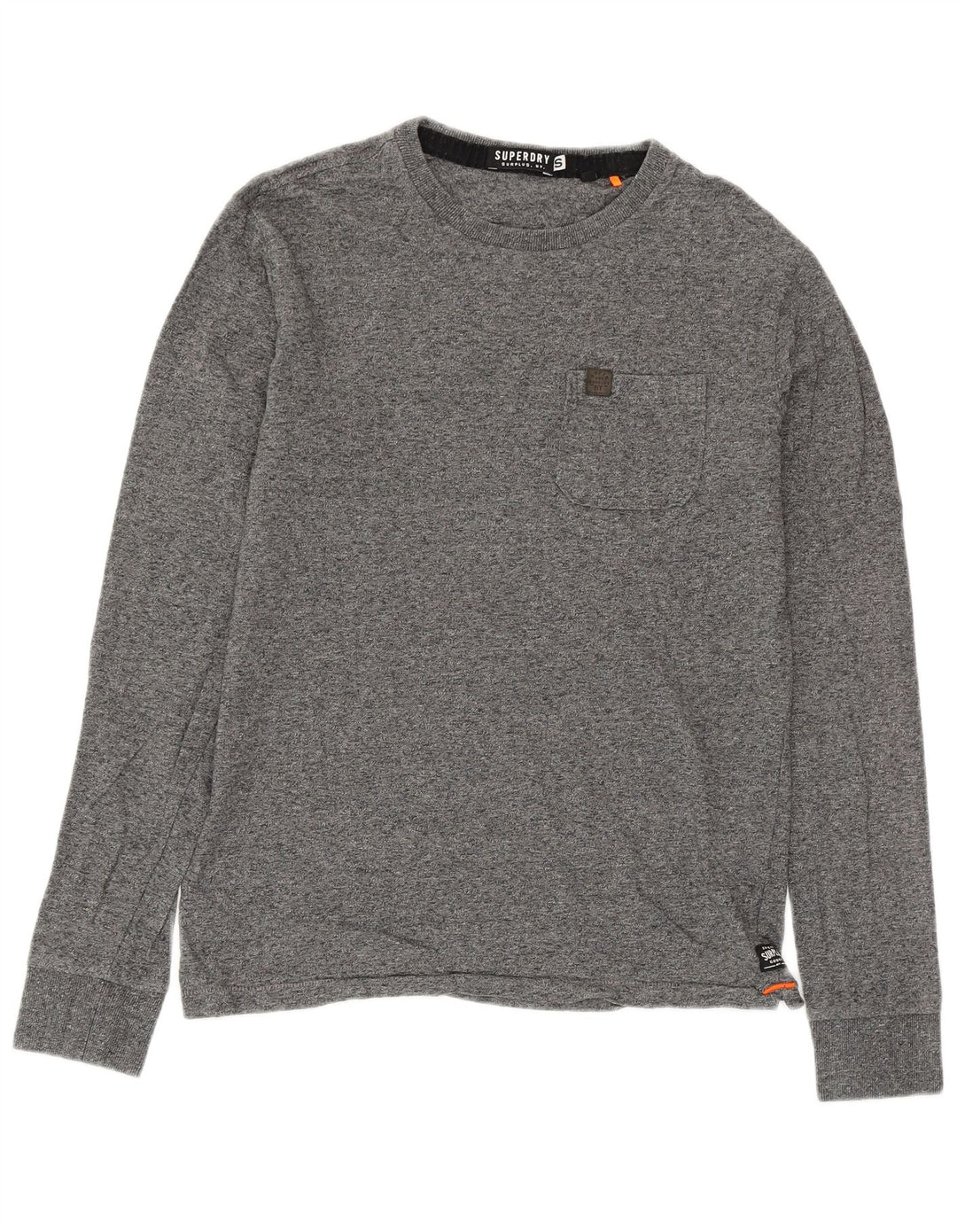Top da uomo SUPERDRY a maniche lunghe in cotone chiazzato grigio piccolo