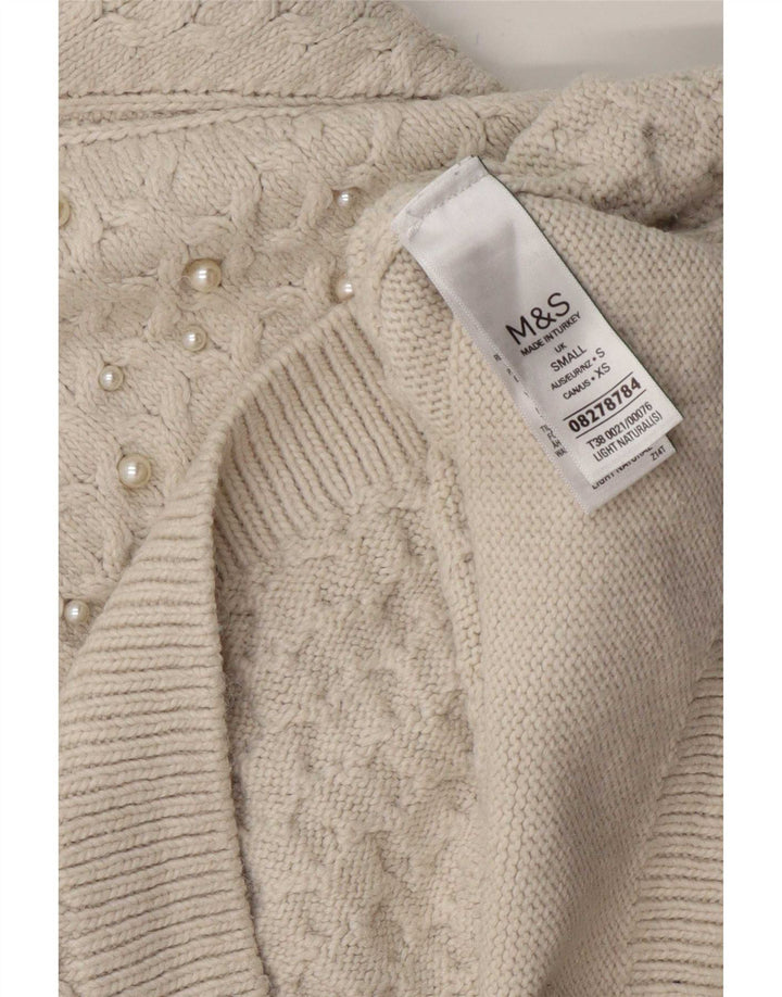 Maglione maglione girocollo corto da donna Marks & Spencer UK 10 piccolo bianco sporco