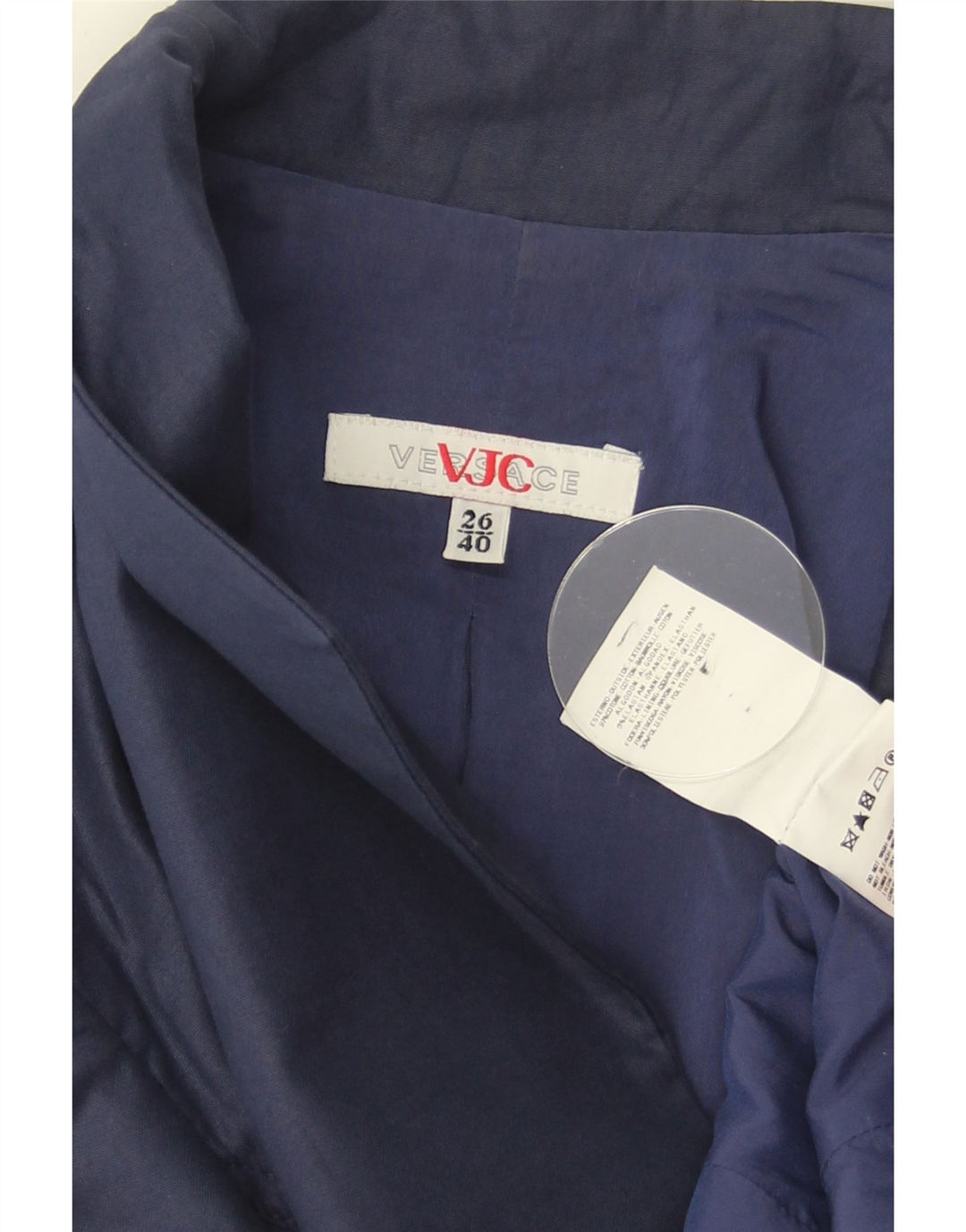 Giacca blazer da donna a 1 bottone Versace IT 40 piccola in cotone blu navy