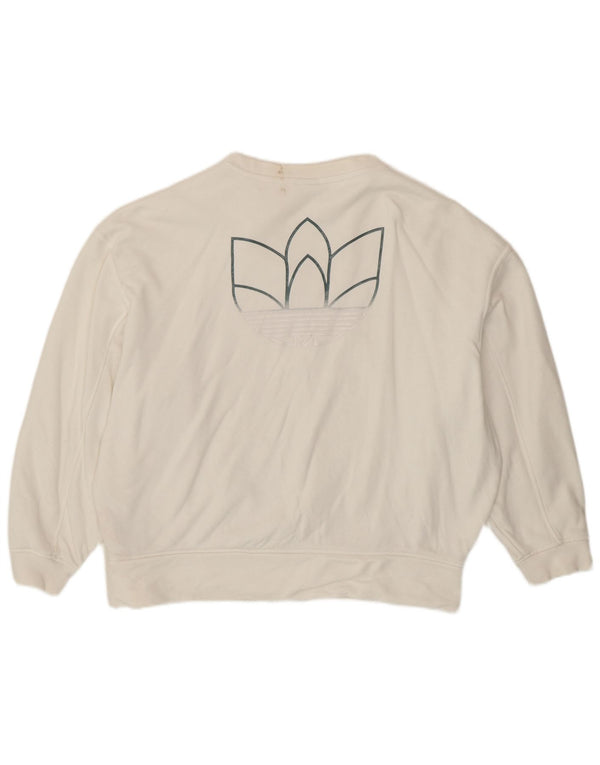 Felpa oversize con grafica da donna Adidas UK 10 Small White Sports