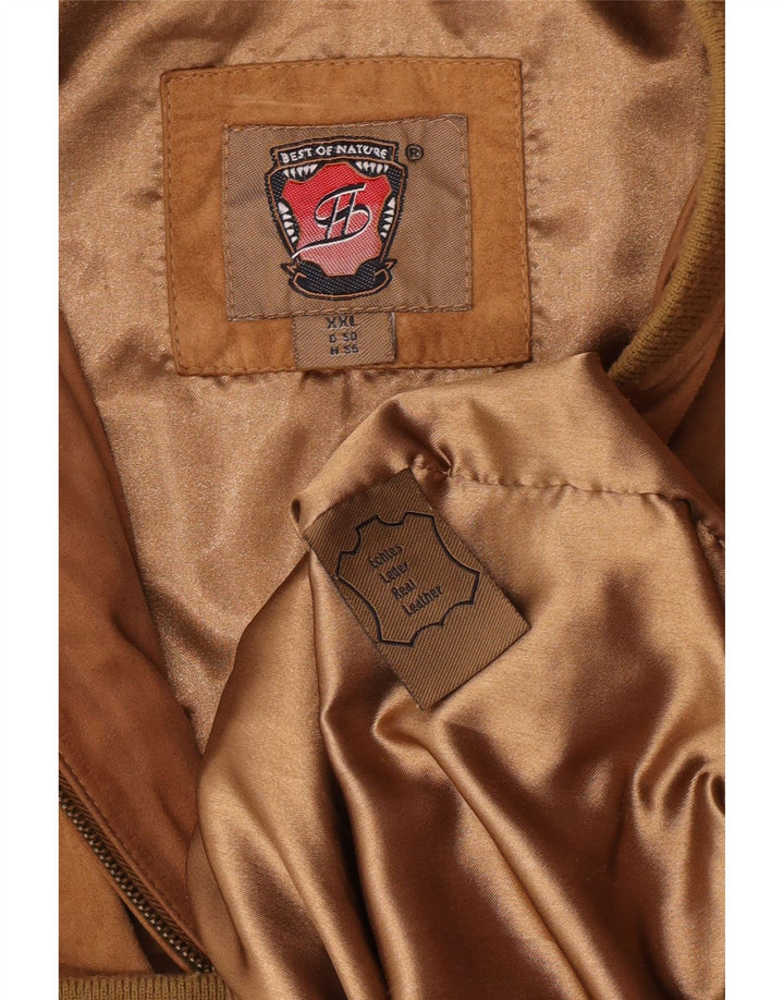 Giacca bomber scamosciata da uomo vintage UK 44 2XL in pelle marrone