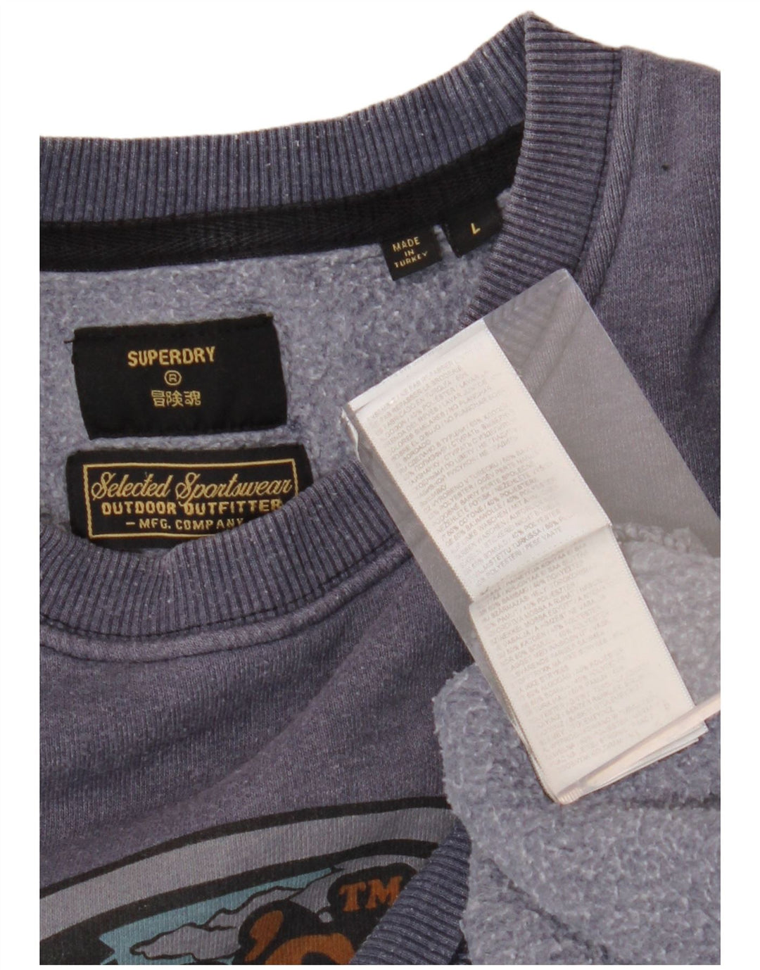 Felpa grafica da uomo SUPERDRY Maglione grande cotone blu navy