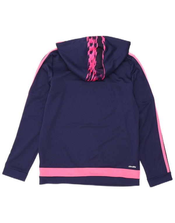 Maglione con cappuccio Adidas Climalite da donna UK 12/14 Medium Blu Navy Colourblock