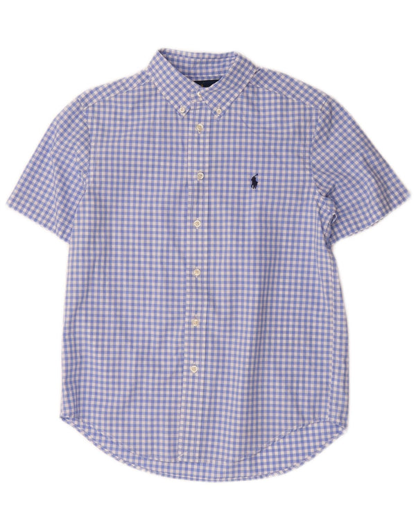 Camicia a maniche corte da bambino Ralph Lauren 10-11 anni in cotone a quadretti blu medio
