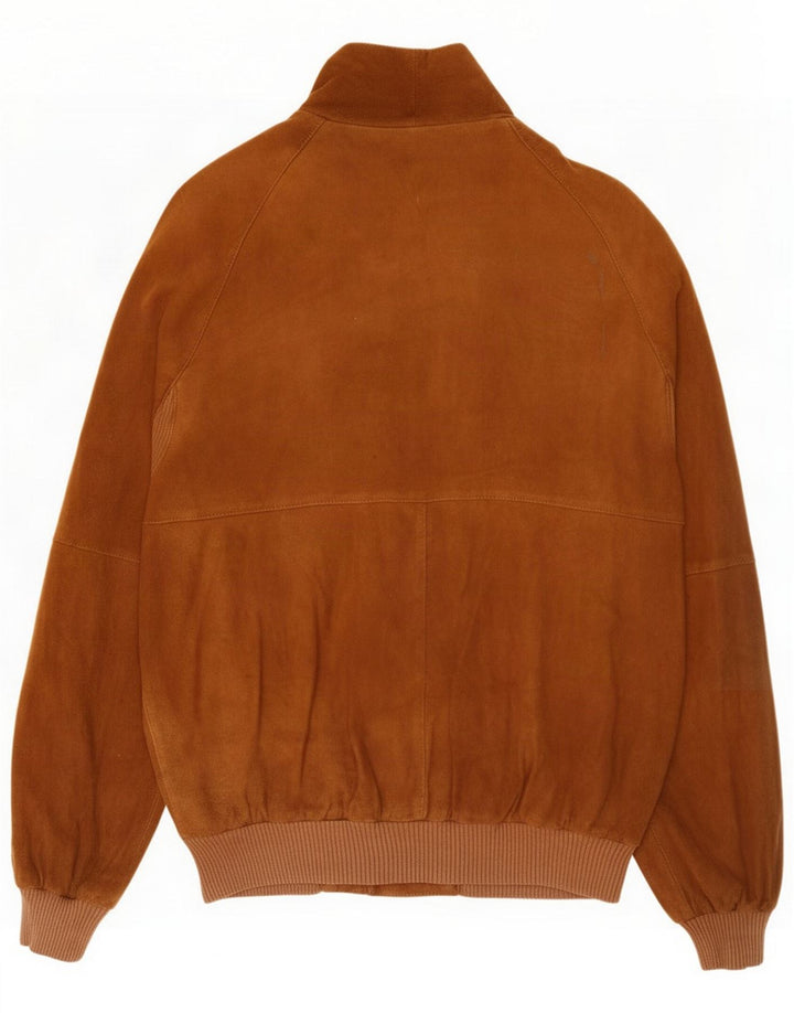 Giubbotto bomber in pelle scamosciata vintage da uomo UK 38 Pelle marrone medio