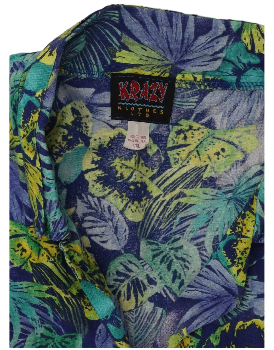 Camicia a maniche corte da uomo Krazy grande hawaiana in cotone floreale blu