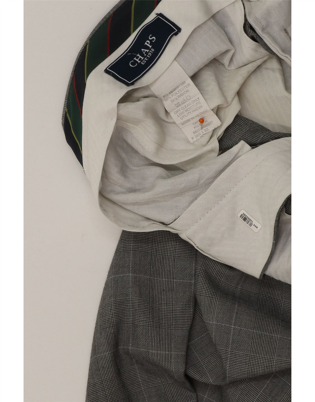 Pantaloni da abito dritti da uomo CHAPS W38 L32 in cotone a quadri grigi