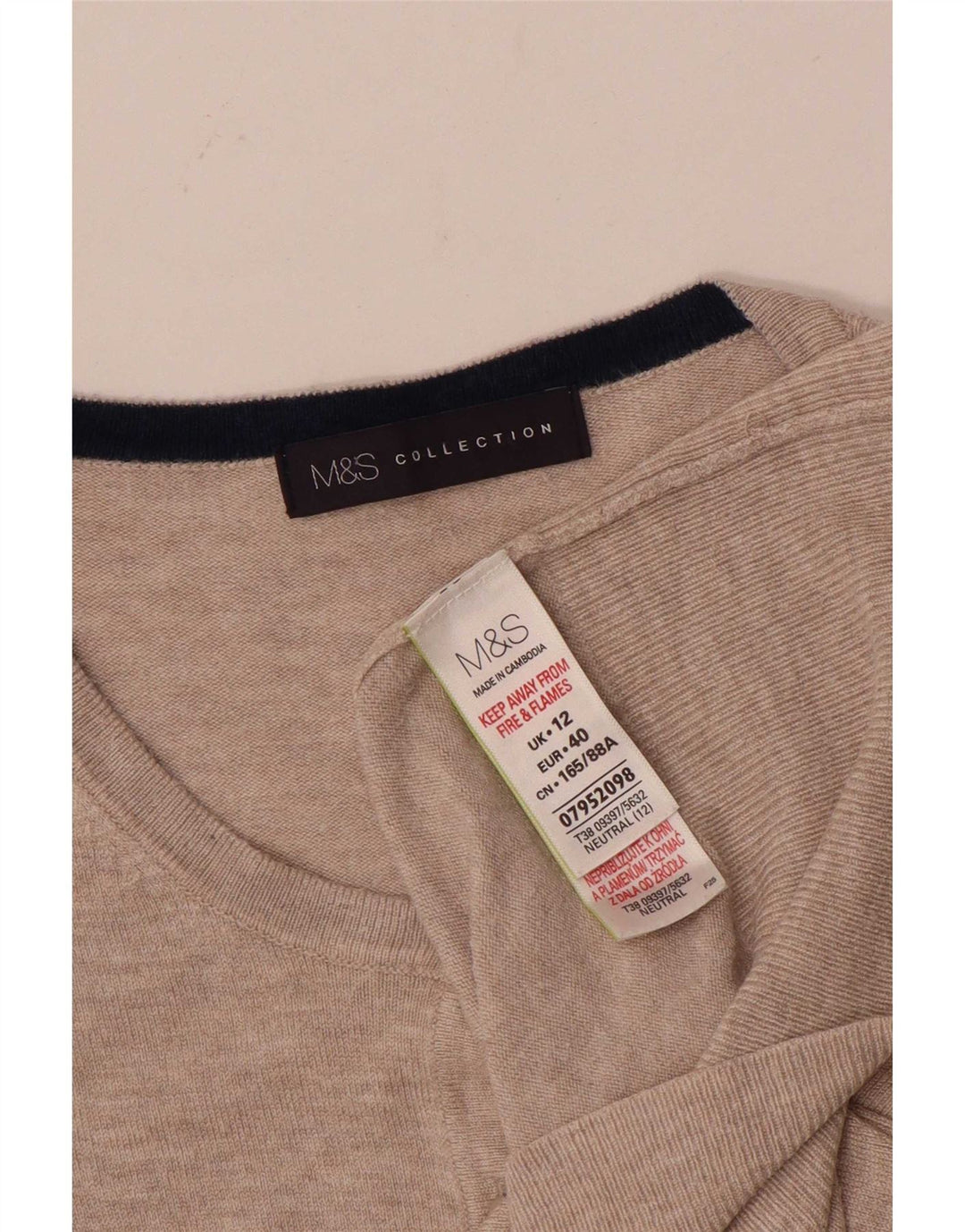 Maglione cardigan da donna Marks & Spencer UK 12 Viscosa beige medio