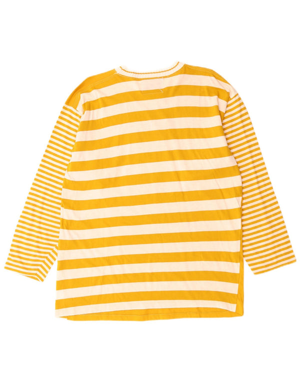 Top grafico da donna da palestra manica lunga UK 16 grande cotone a righe gialle