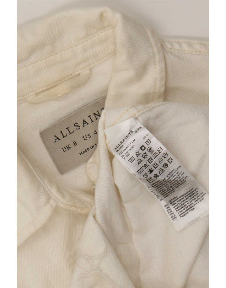 Camicia di jeans oversize da donna All Saints UK 8 piccola in cotone bianco