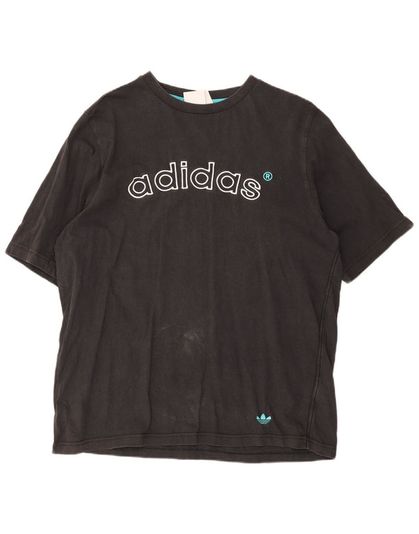 T-shirt grafica da uomo Adidas Top in cotone nero medio