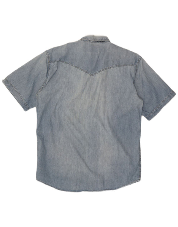 Camicia di jeans a maniche corte da uomo Wrangler 2XL cotone blu