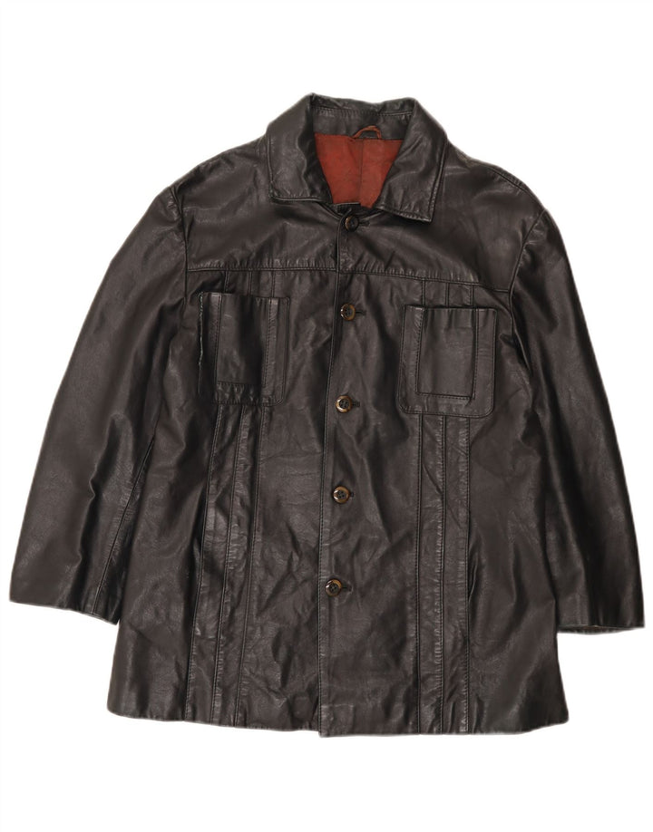 Giacca in pelle da uomo con maniche a 3/4 Henry Morell IT 52 XL in pelle nera