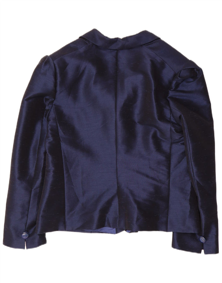 LUCIANO SOPRANI Giacca blazer a 4 bottoni da donna UK 16 Large Blu Navy