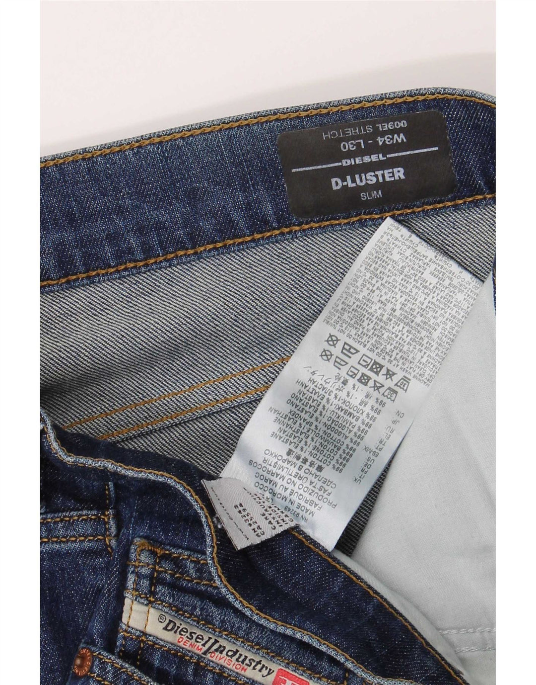 Jeans slim da uomo D-Luster Diesel W34 L30 cotone blu