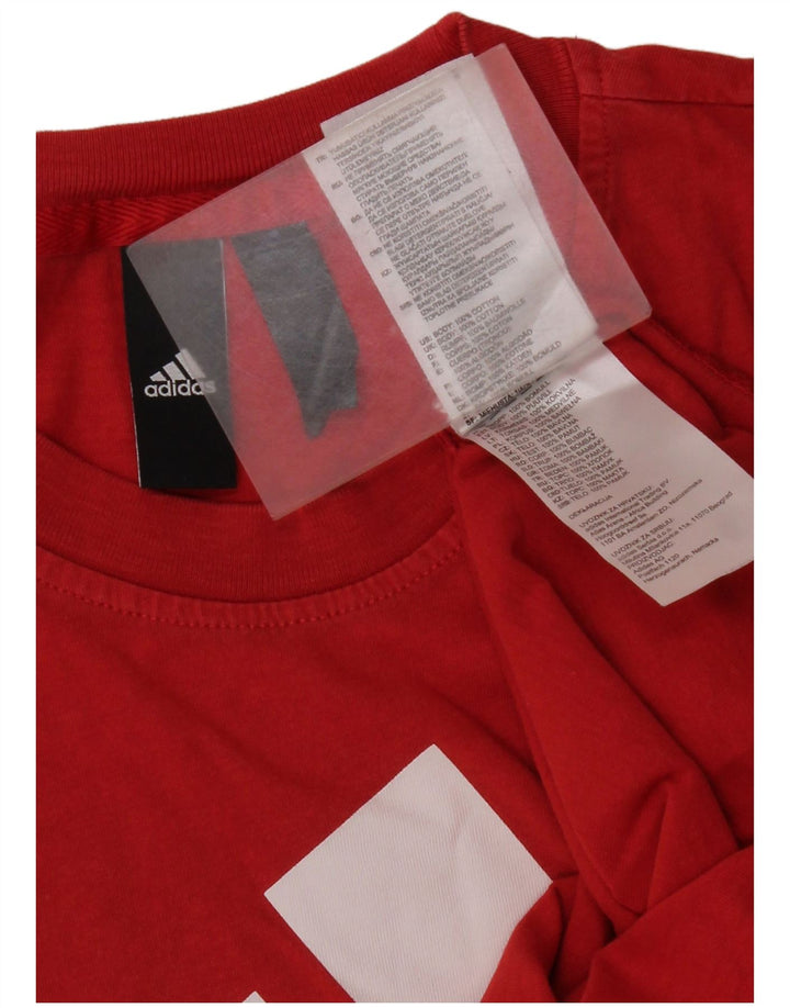 T-shirt grafica da uomo Adidas Top piccola in cotone rosso