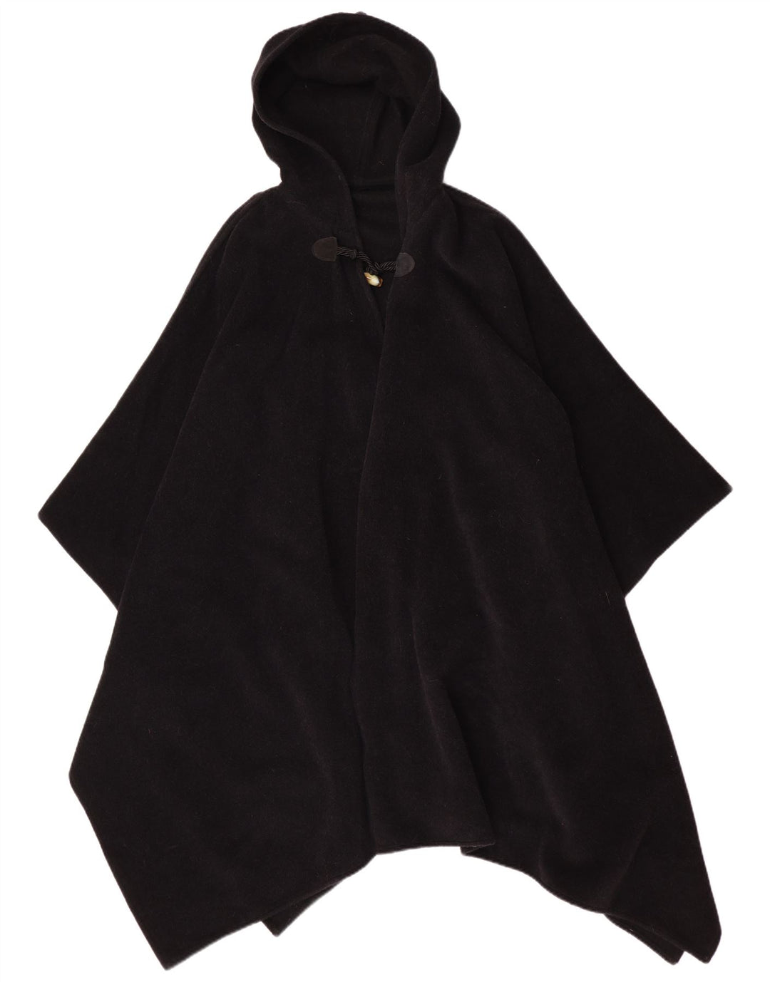 Cappotto poncho vintage con cappuccio da donna, taglia unica, nero