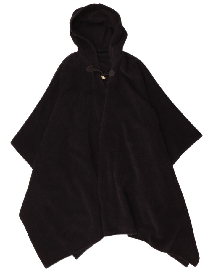 Cappotto poncho vintage con cappuccio da donna, taglia unica, nero