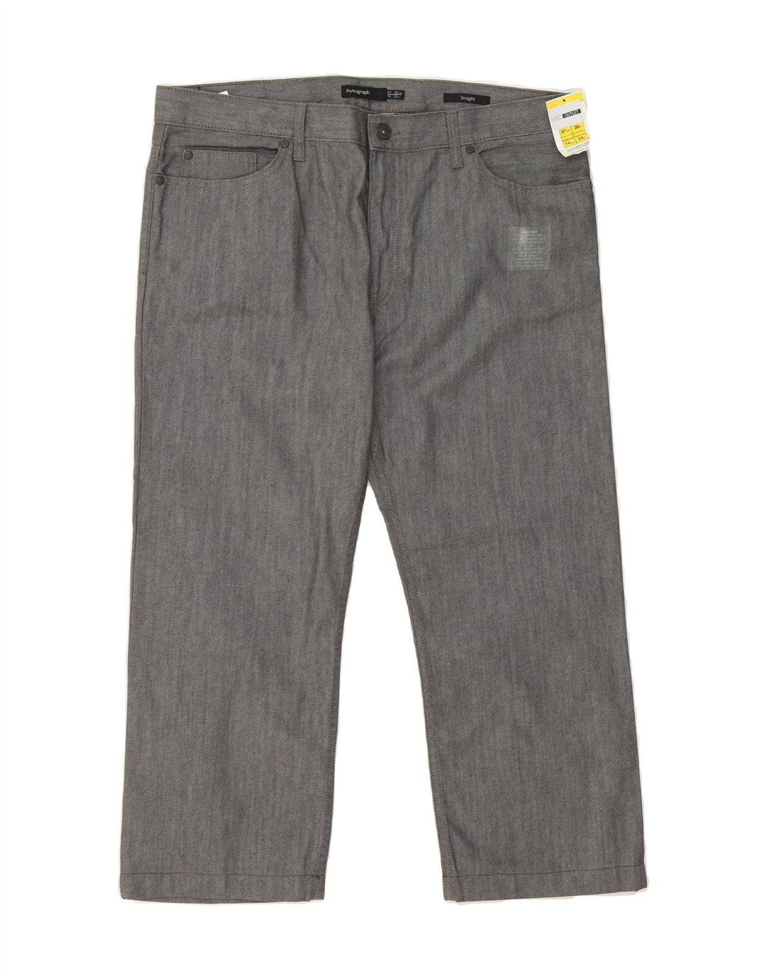 MARKS & SPENCER Mens Autograph Straight Cropped Trousers W38 L25 Grey Vintage Marks & Spencer and Second-Hand Marks & Spencer from Messina Hembry 