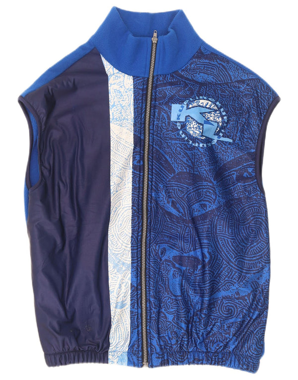 Gilet in pile con grafica vintage da uomo UK 44 2XL Poliestere blu Paisley