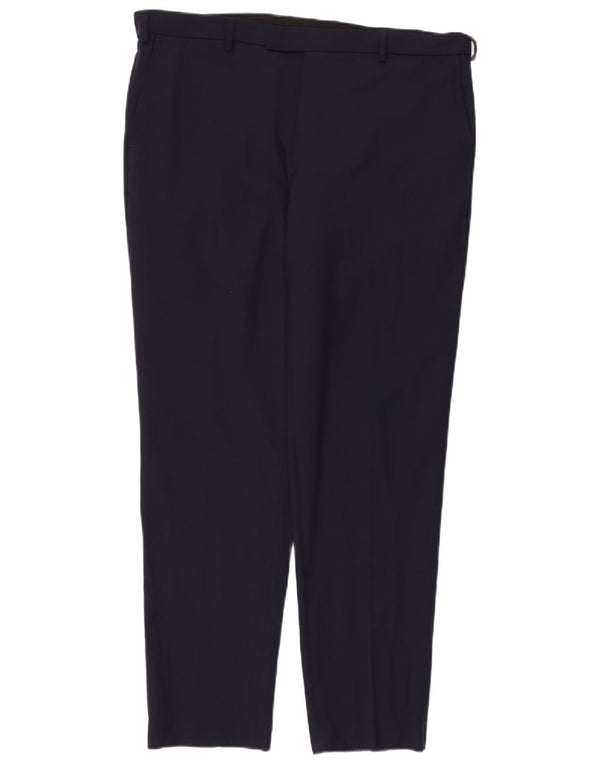 Pantaloni da abito dritti su misura da uomo Marks & Spencer W40 L33 Blu Navy