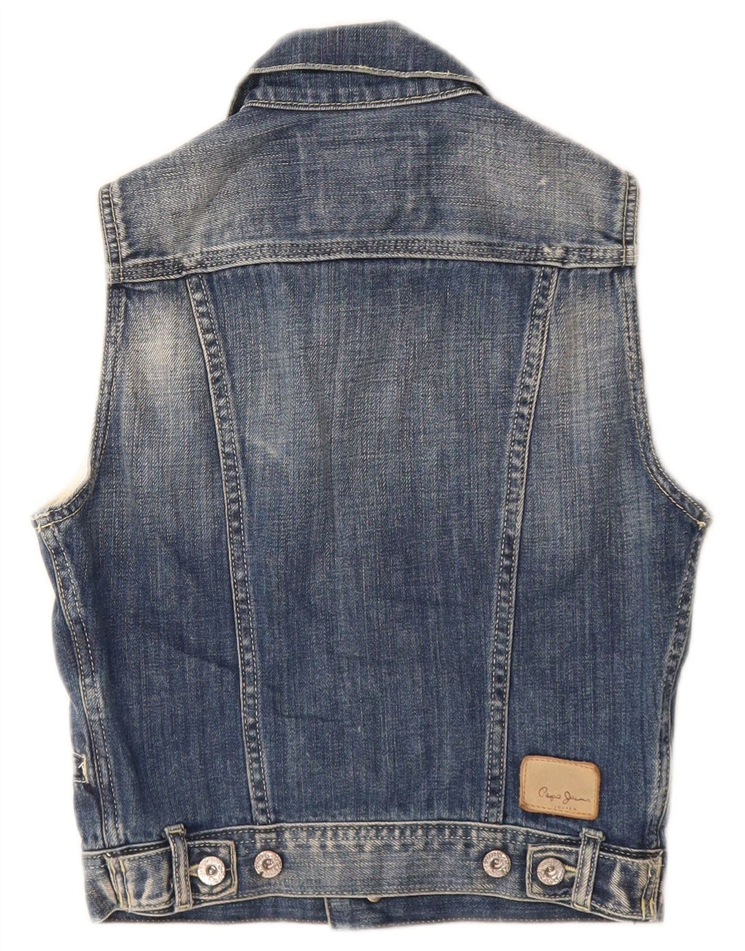 PEPE Jeans Gilet da bambino in denim invecchiato 7-8 anni in cotone blu medio